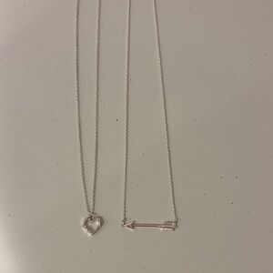 LC Lauren Conrad Silver Heart and Arrow Necklace Set